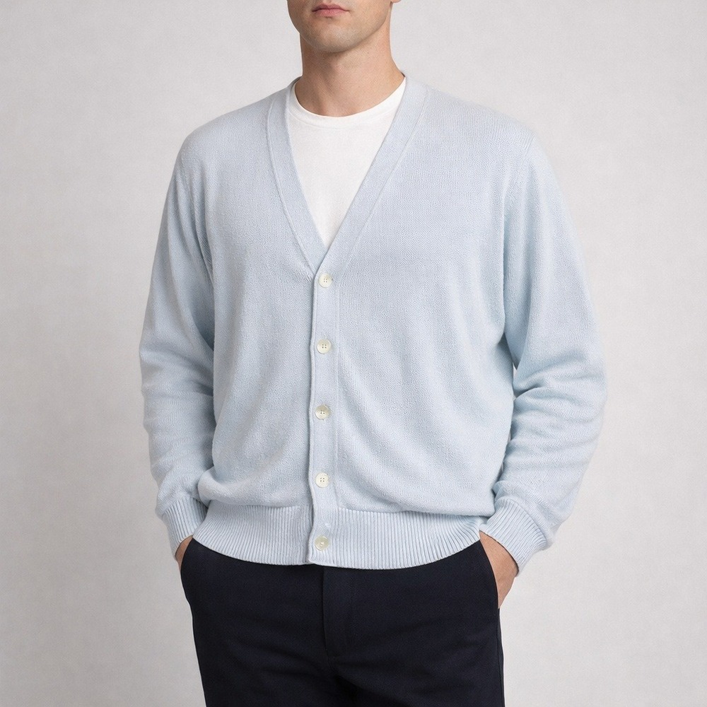 Vintage Arnold Palmer Robert Bruce Mens Cardigan Sweater Light Blue Large USA‎
